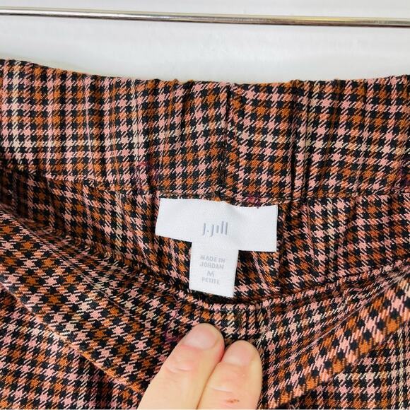 J. Jill orange pink black plaid pull on preppy soft flannel cropped pants MP - Picture 5 of 7
